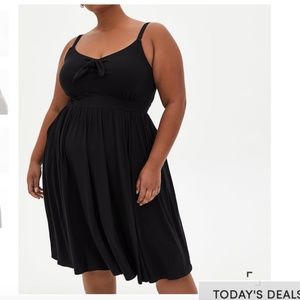 NWT Black Tie-Front Skater Dress